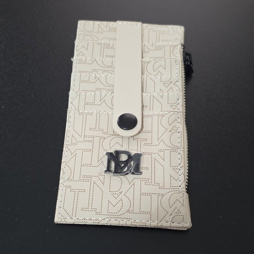 Badgley Mischka Beige Zip-Around Wallet for Women with Logo and Snap Closure