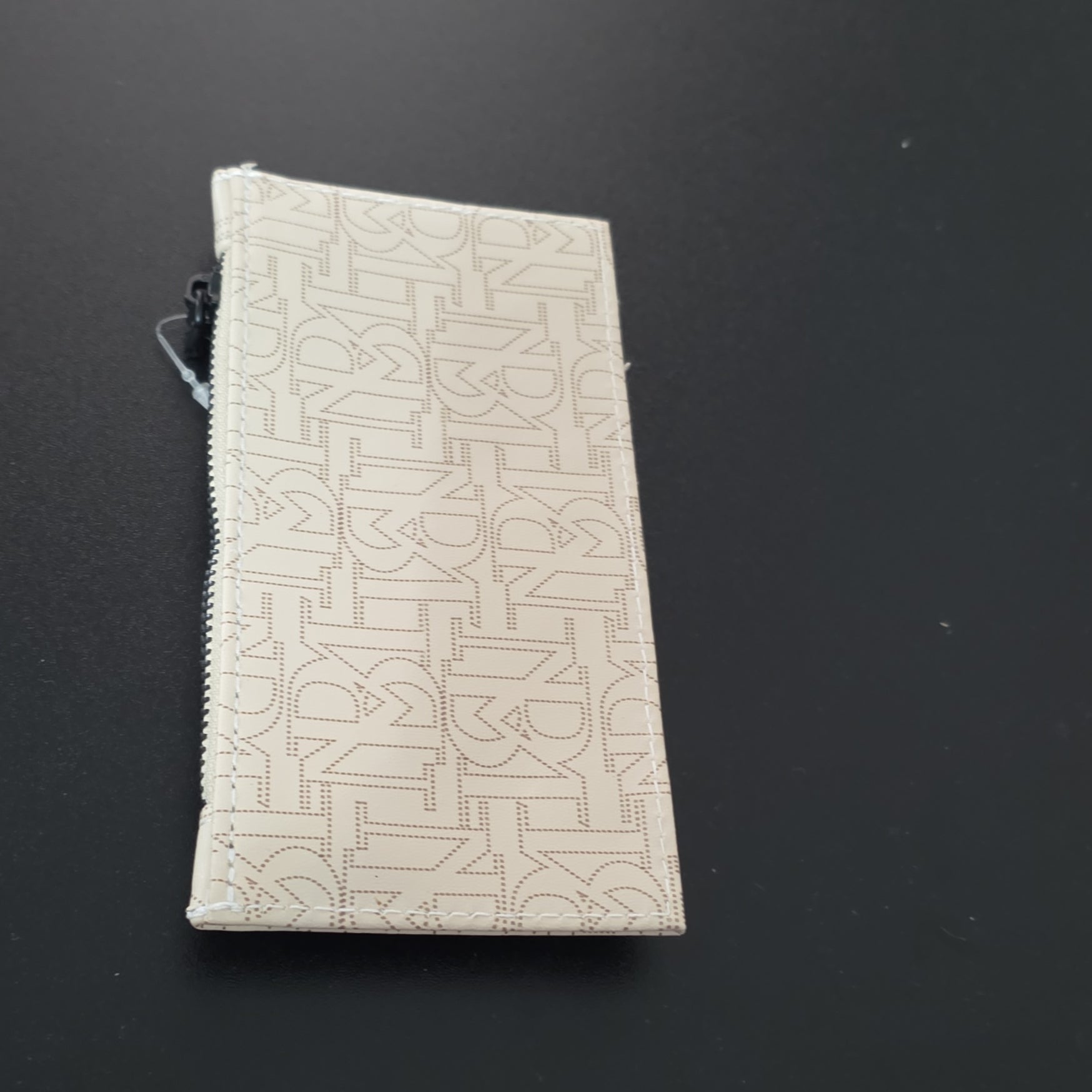 Badgley Mischka Beige Zip-Around Wallet for Women with Logo and Snap Closure